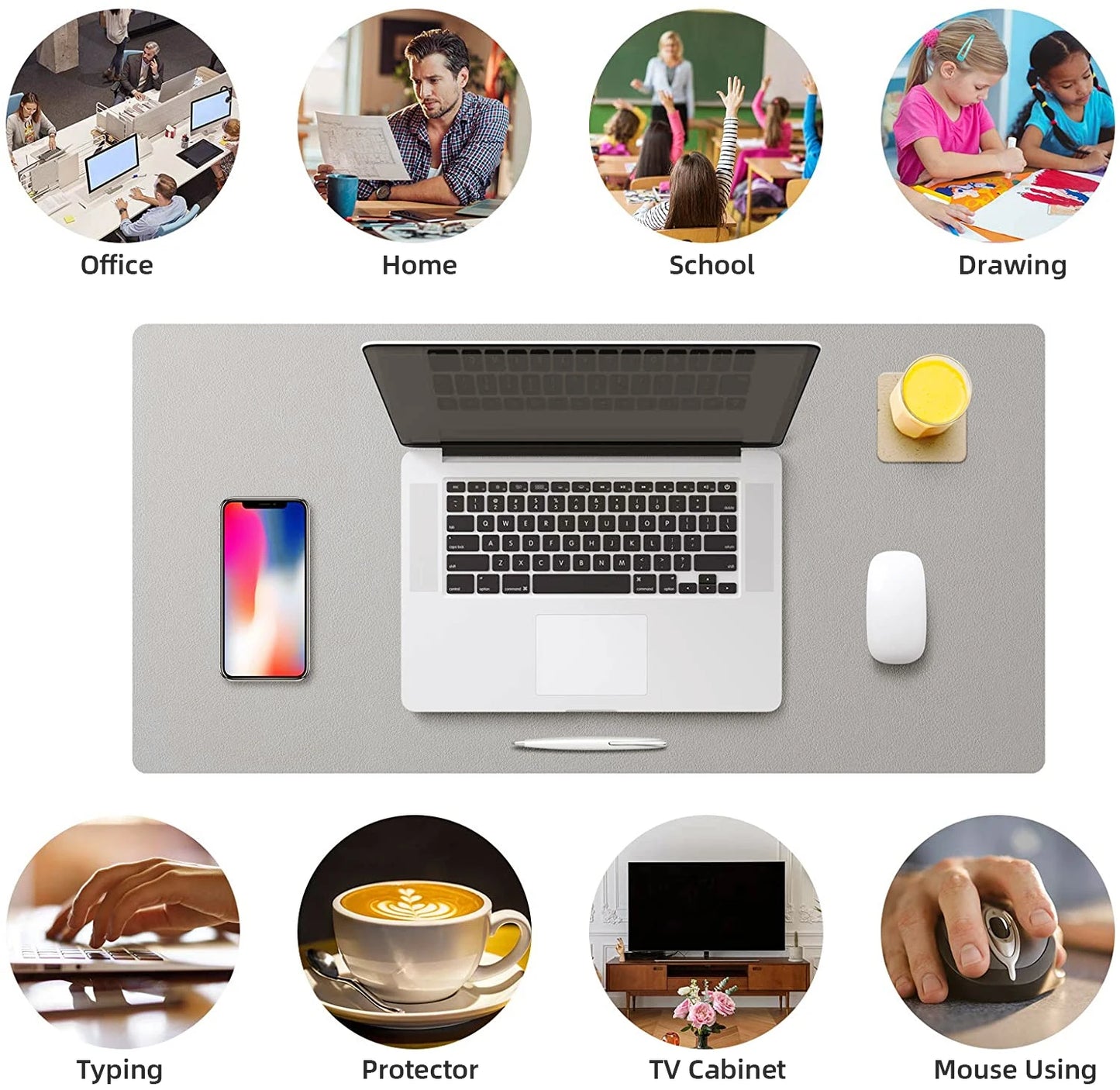 Premium PU Leather Waterproof Desk Mat